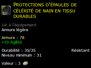 Protections d'épaules de célérité de nain en tissu durables