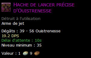 Hache de lancer précise d'Ouistrenesse