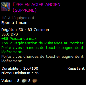 Epée en acier ancien (supprimé)