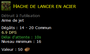 Hache de lancer en acier