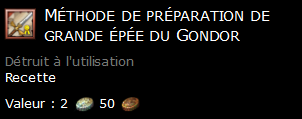 Méthode de préparation de grande épée du Gondor