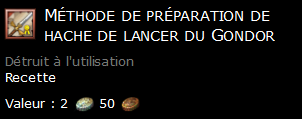 Méthode de préparation de hache de lancer du Gondor