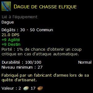 Dague de chasse elfique