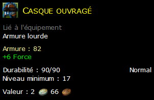 Casque ouvragé