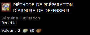 Méthode de préparation d'armure de défenseur