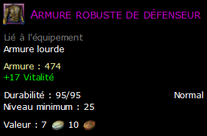 Armure robuste de défenseur