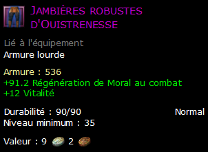 Jambières robustes d'Ouistrenesse