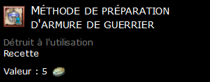 Méthode de préparation d'armure de guerrier