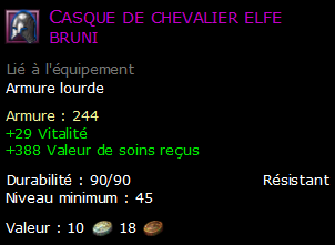 Casque de chevalier elfe bruni