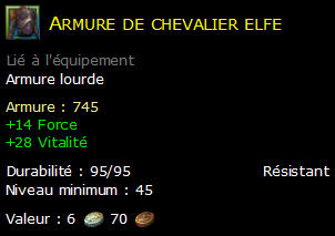 Armure de chevalier elfe