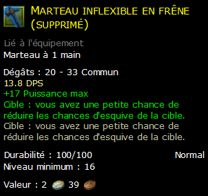 Marteau inflexible en frêne (supprimé)