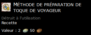 Méthode de préparation de toque de voyageur