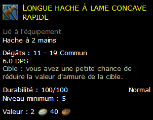 Longue hache à lame concave rapide