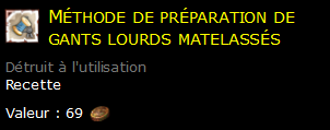 Méthode de préparation de gants lourds matelassés