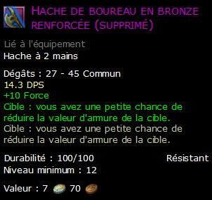 Hache de boureau en bronze renforcée (supprimé)