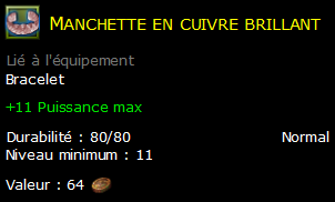 Manchette en cuivre brillant