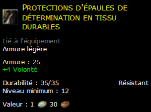 Protections d'épaules de détermination en tissu durables