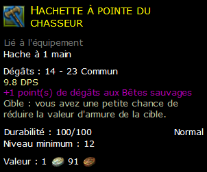 Hachette à pointe du chasseur