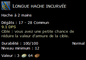 Longue hache incurvée