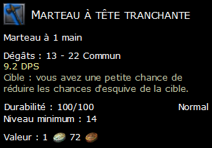 Marteau à tête tranchante