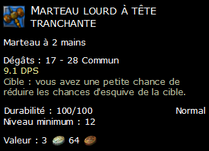 Marteau lourd à tête tranchante