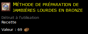 Méthode de préparation de jambières lourdes en bronze