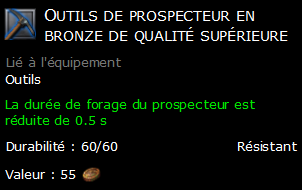 Outils de prospecteur en bronze de qualité supérieure