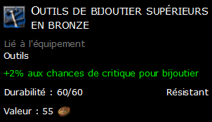 Outils de bijoutier supérieurs en bronze