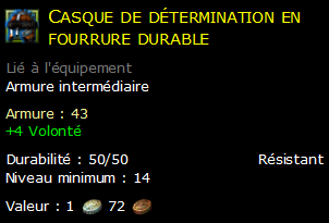 Casque de détermination en fourrure durable