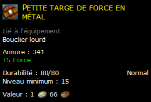 Petite targe de force en métal