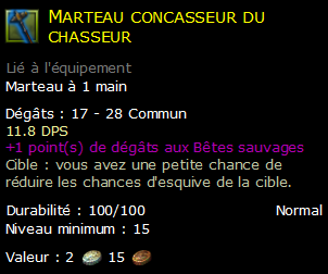 Marteau concasseur du chasseur