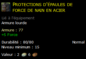 Protections d'épaules de force de nain en acier