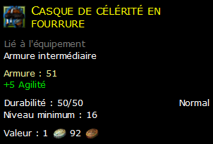 Casque de célérité en fourrure