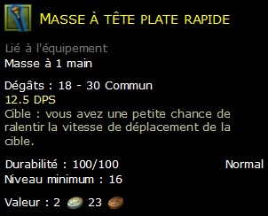 Masse à tête plate rapide