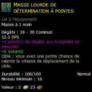 Masse lourde de détermination à pointes