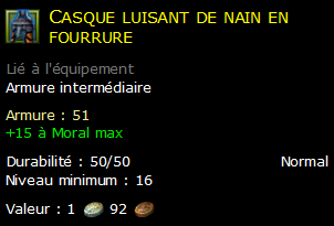 Casque luisant de nain en fourrure