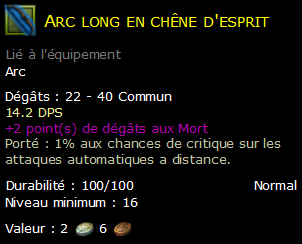 Arc long en chêne d'esprit