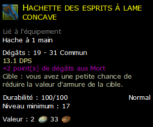 Hachette des esprits à lame concave