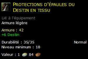 Protections d'épaules du Destin en tissu