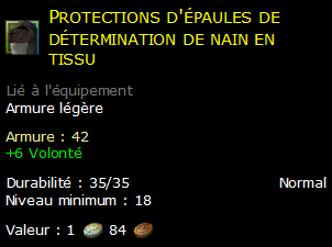 Protections d'épaules de détermination de nain en tissu