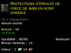 Protections d'épaules de force de nain en acier durable