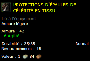 Protections d'épaules de célérité en tissu