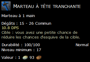 Marteau à tête tranchante