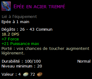 Epée en acier trempé