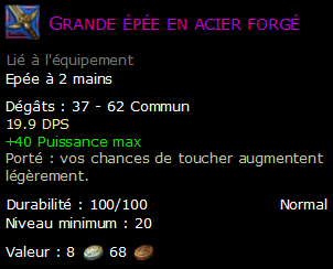 Grande épée en acier forgé