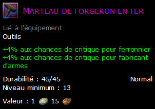 Marteau de forgeron en fer