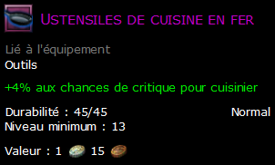 Ustensiles de cuisine en fer