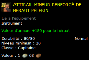 Attirail mineur renforcé de héraut pèlerin