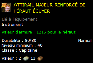 Attirail majeur renforcé de héraut écuyer