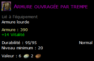 Armure ouvragée par trempe